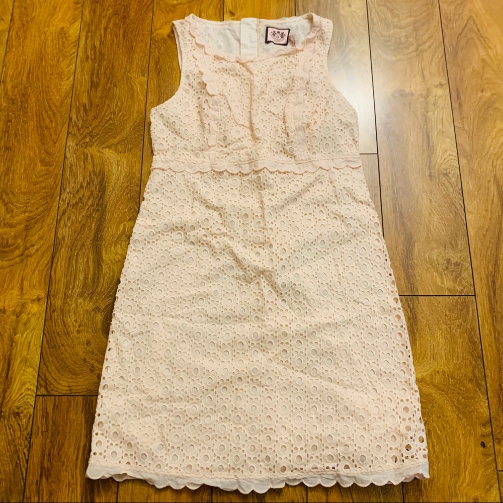 JUICY COUTURE PINK SCALLOPED LACE MINI DRESS SZ 4